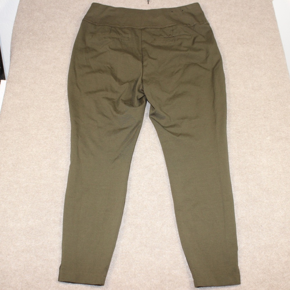 Dear Scarlett Olive Green Pull On Slim Leg Pants Plus Size 1X Stretch Ankle Slit - Picture 6 of 6